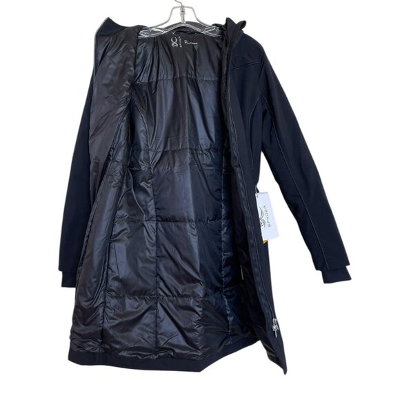 Spyder Parka Jacket Womens Size Small Black Hooded Full Zip Long Coat - Picture 4 of 10